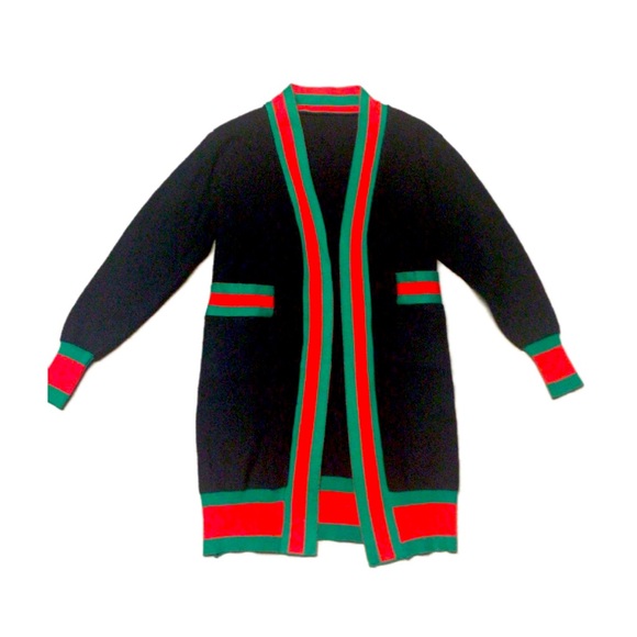 Black Long Cardigan Gg Inspired Sweater 